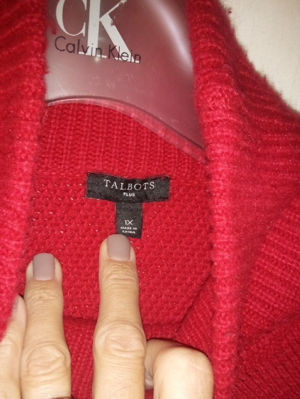 Talbots Plus 1X Red Turtleneck Knit Sweater 31"  from Shoulder